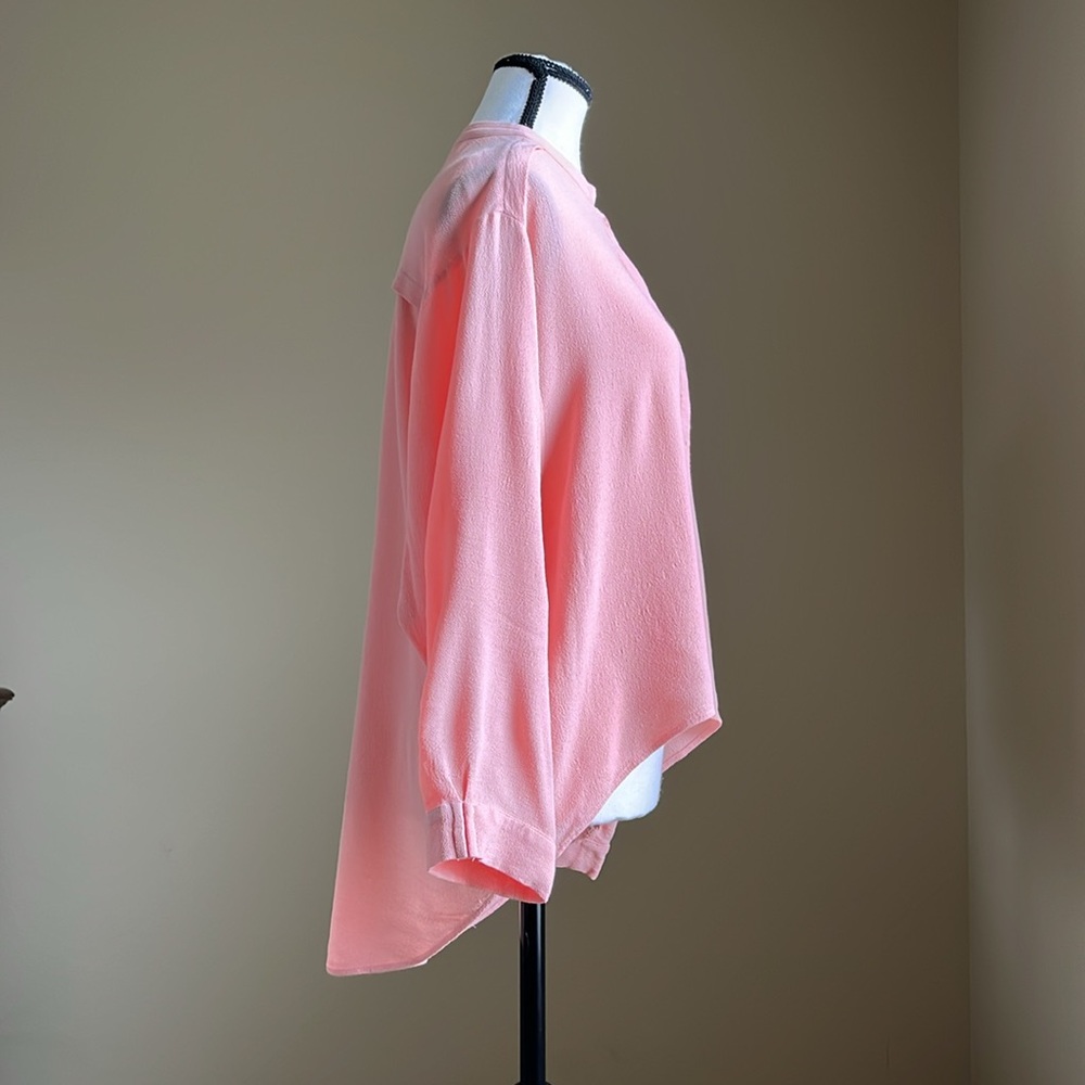 SEE BY CHLOE - Mandarin Collar High Low Tunic Blouse in Peach - 8